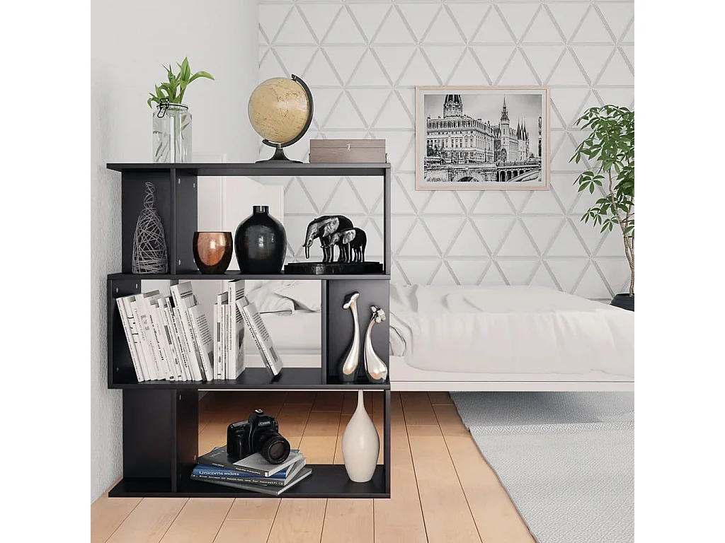 Boekenkast/kamerscherm 80x24x96 cm bewerkt hout zwart