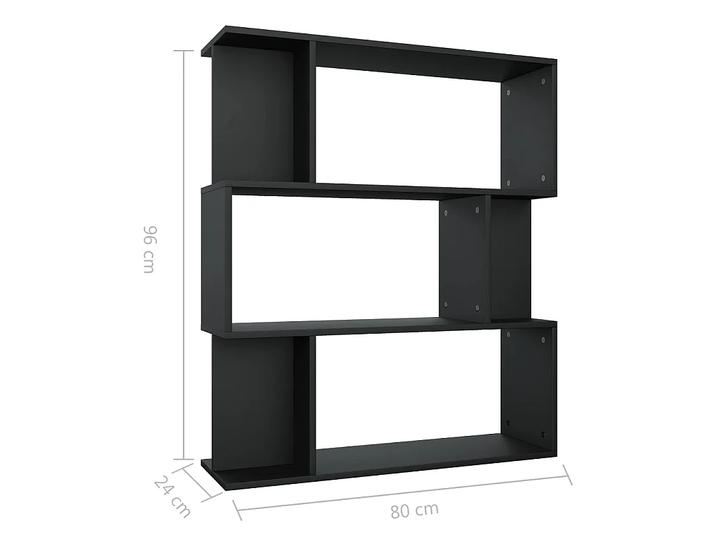 Bibliothèque/Cloison Noir 80x24x96 cm cm Bois d'ingénierie