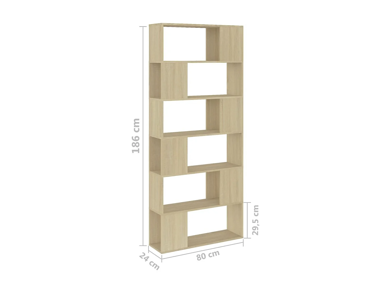 Bücherregal Raumteiler Sonoma-Eiche 80x24x186 cm Holzwerkstoff
