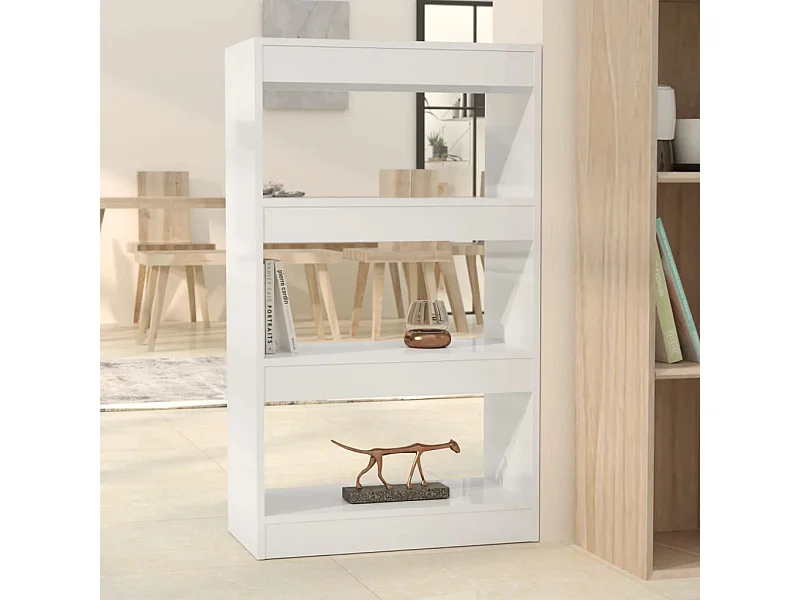 Boekenkast/kamerscherm 60x30x103 cm bewerkt hout hoogglans wit