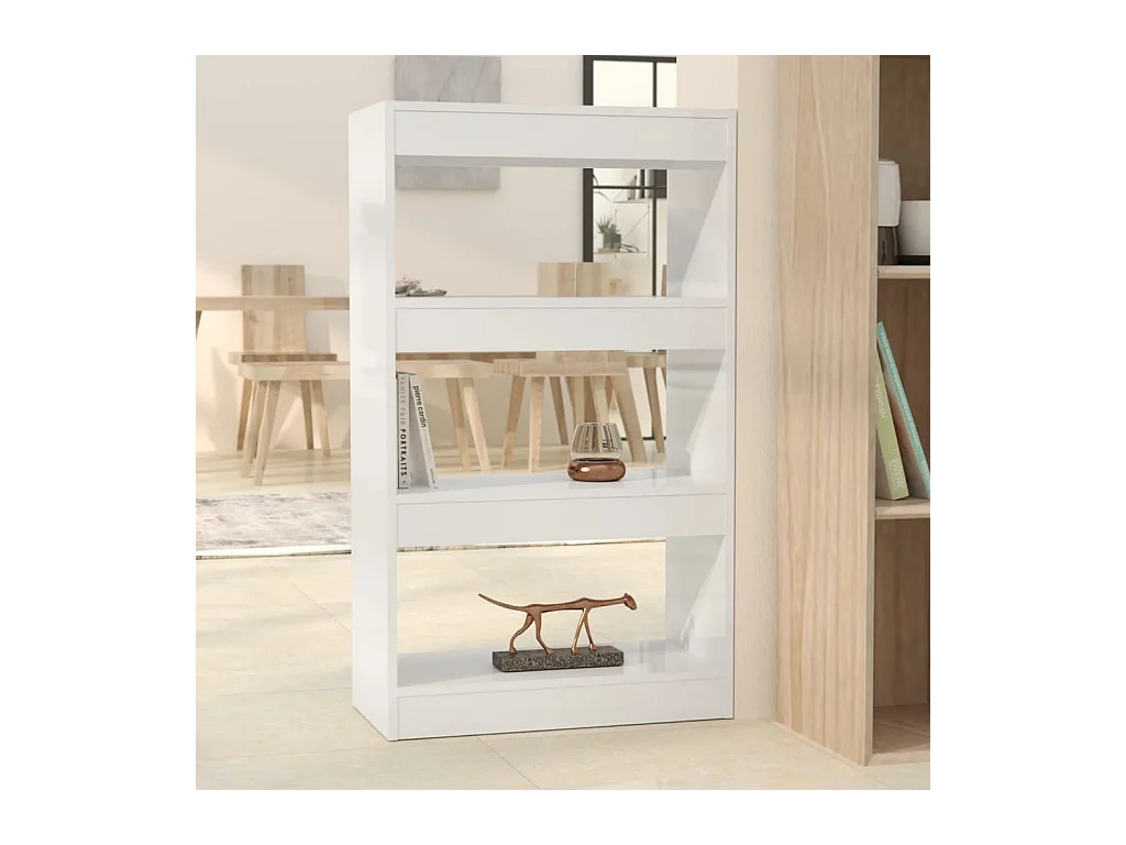 Estantería/divisor madera ingeniería blanco brillo 60x30x103 cm
