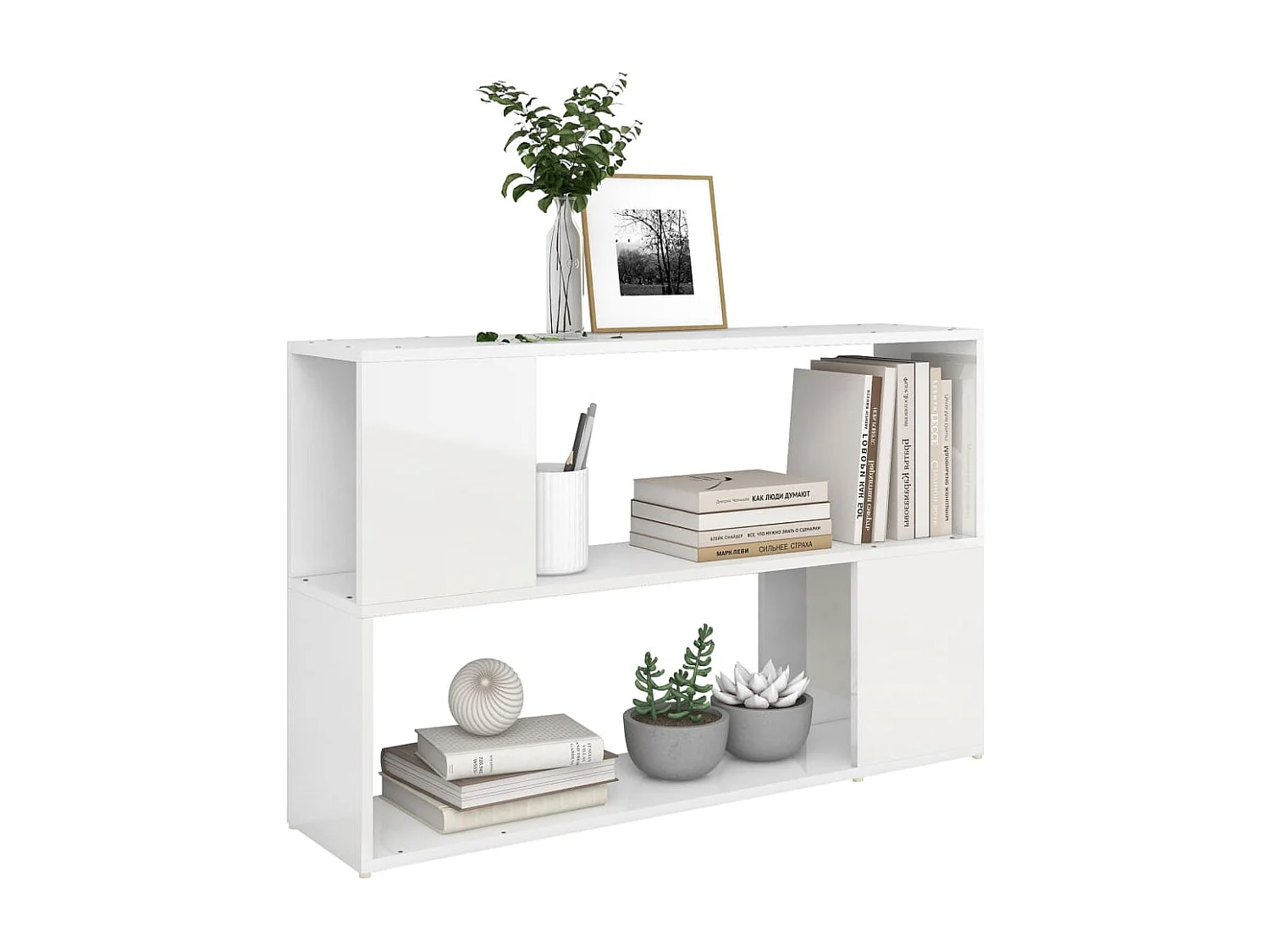 Boekenkast 100x24x63 cm bewerkt hout hoogglans wit