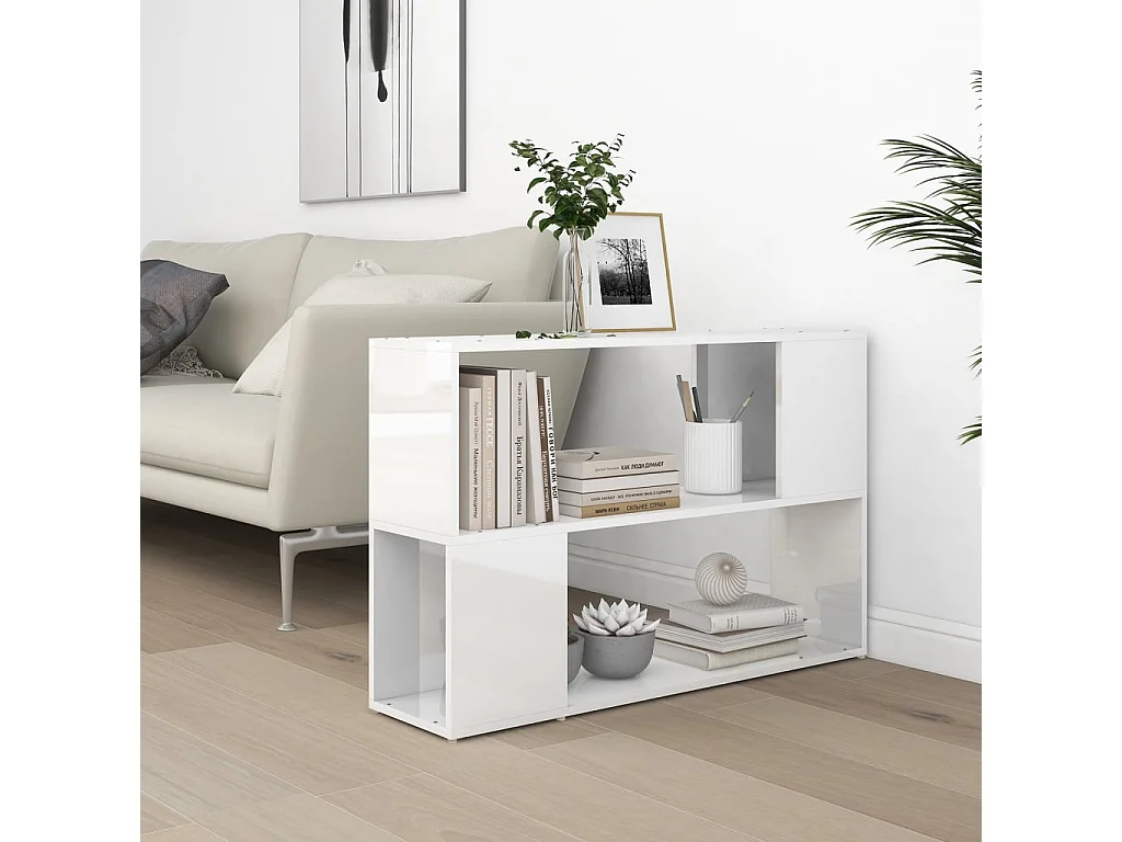 Boekenkast 100x24x63 cm bewerkt hout hoogglans wit