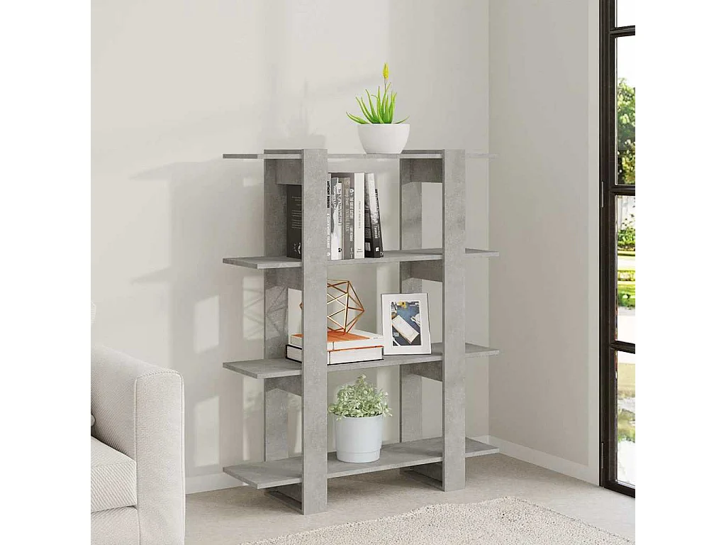 Bibliothèque/Séparateur de pièce Gris béton 100x30x123,5 cm