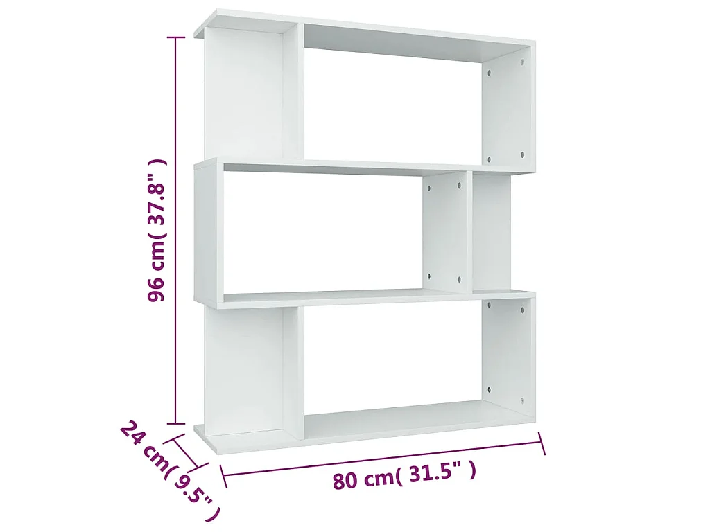 Bücherregal/Raumteiler Weiß 80x24x96 cm Holzwerkstoff