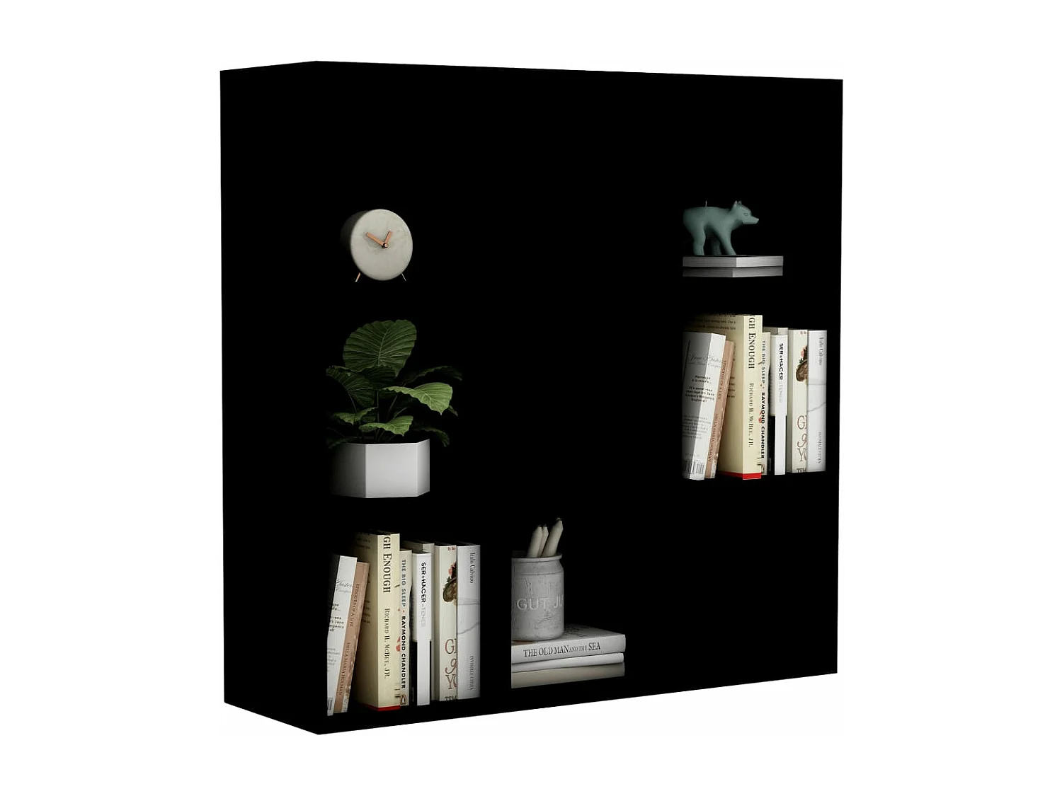 Bibliothèque noir 98x29x97,5 cm bois d'ingénierie