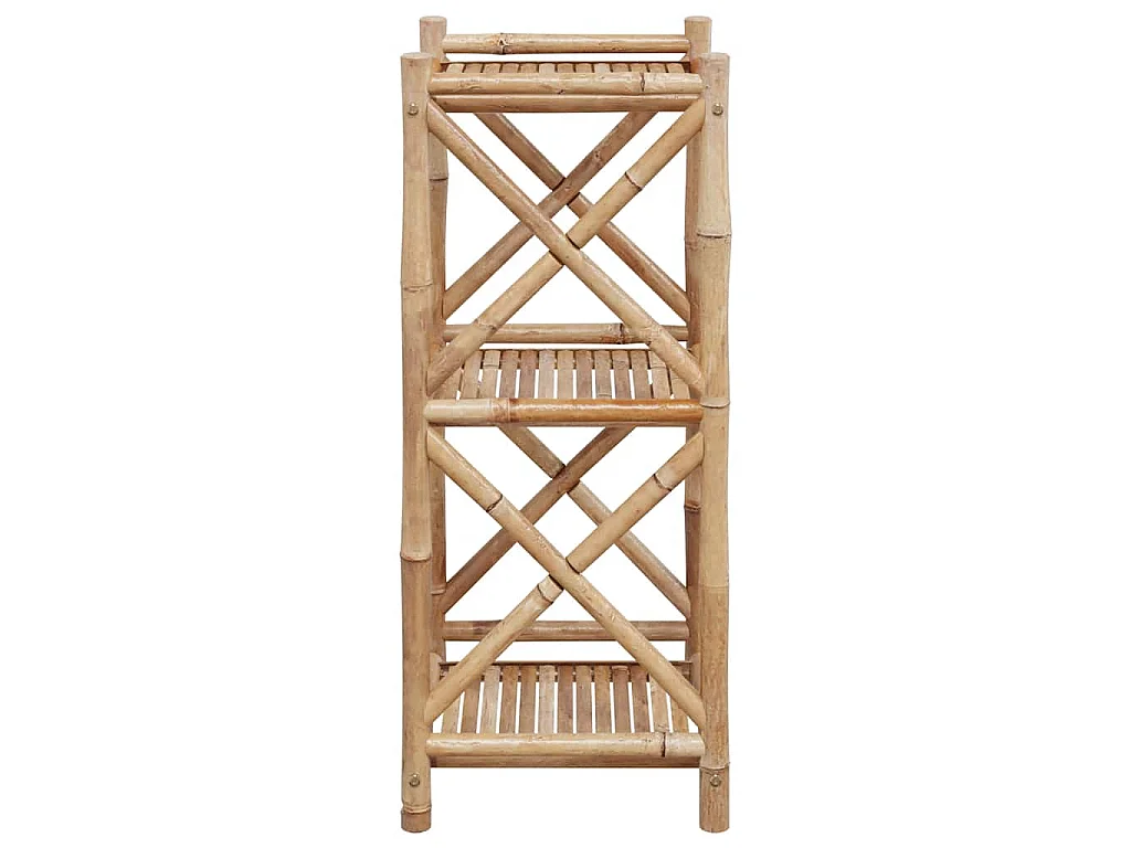 Scaffale a 3 Piani Quadrati in Legno di Bambù