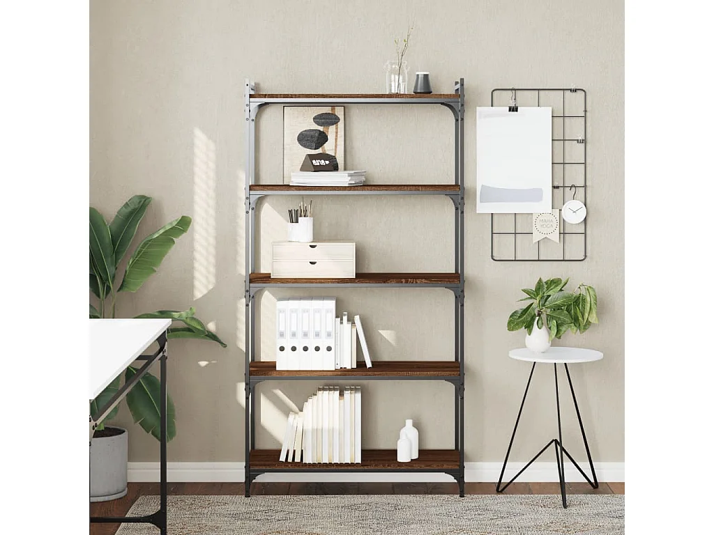 Bücherregal 5 Böden Braun Eiche-Optik 80x30x154cm Holzwerkstoff