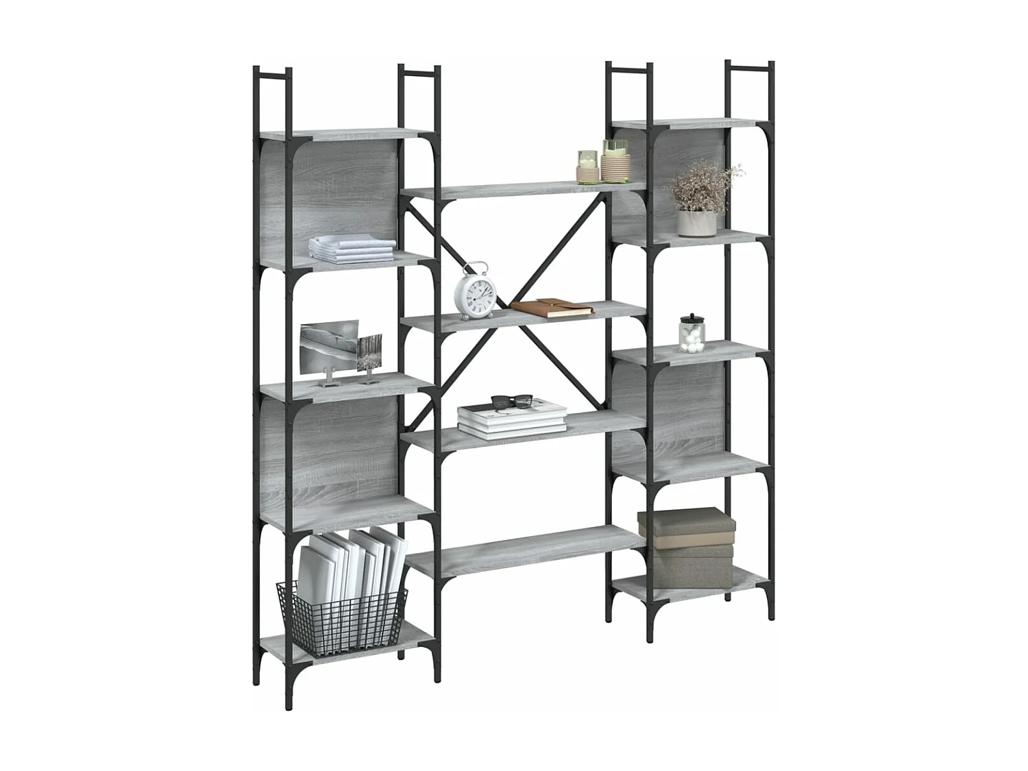 Bibliothèque sonoma gris 155,5x24x166,5 cm bois d'ingénierie