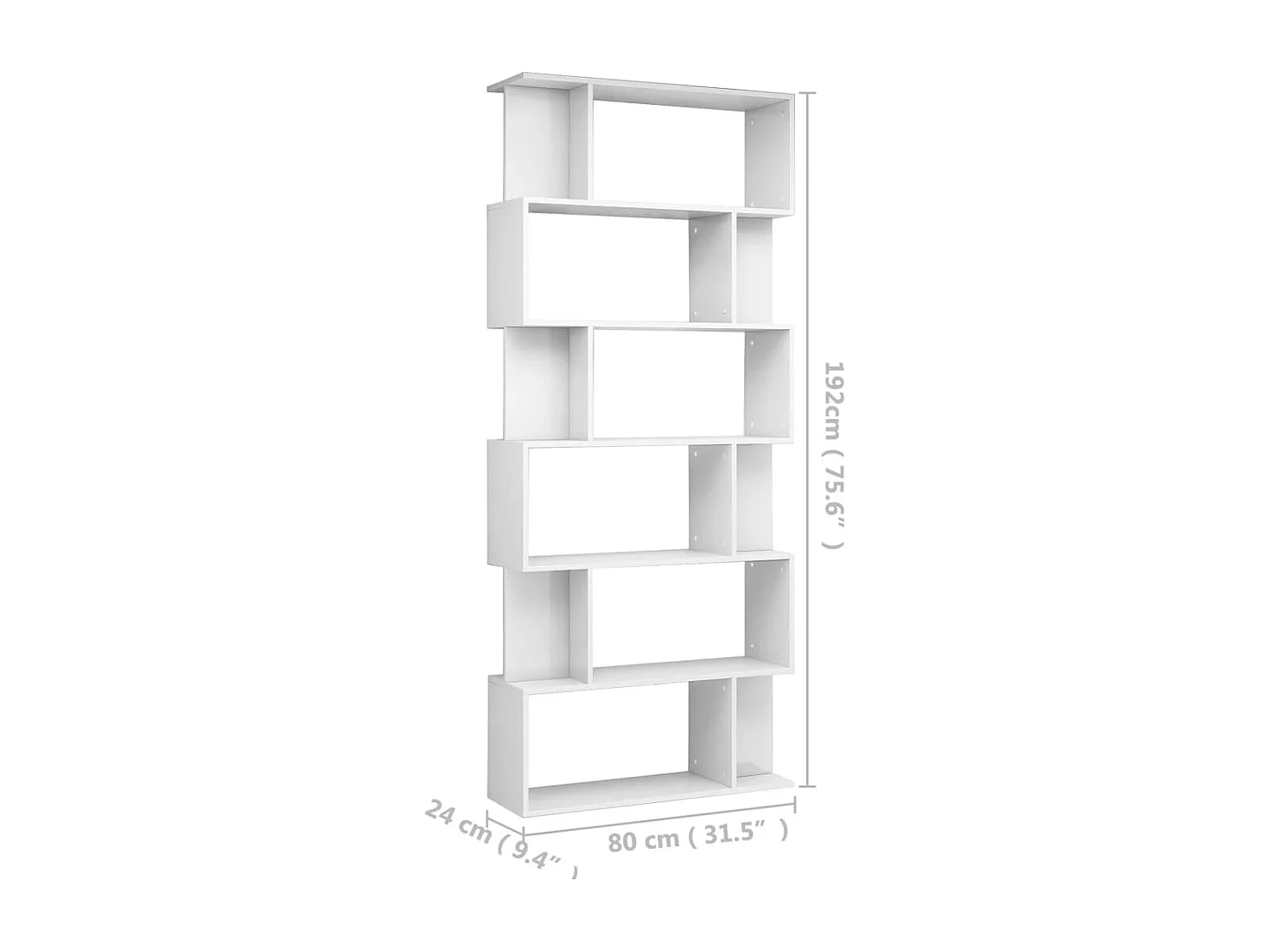 Boekenkast/kamerscherm 80x24x192 cm hoogglans wit