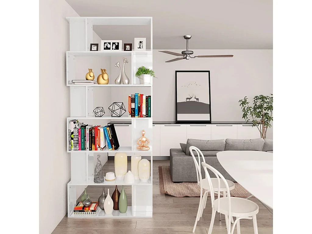 Bibliothèque/Séparateur de pièce Blanc brillant 80x24x192 cm