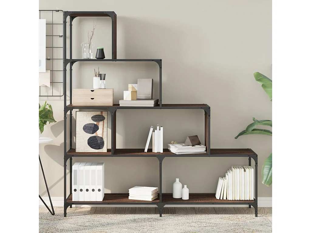 Bibliothèque à 4 niveaux chêne marron bois d'ingénierie