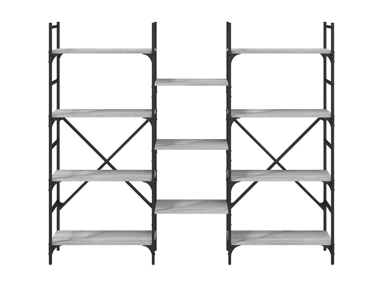 Boekenkast 160x28,5x136,5 cm bewerkt hout grijs sonoma eiken