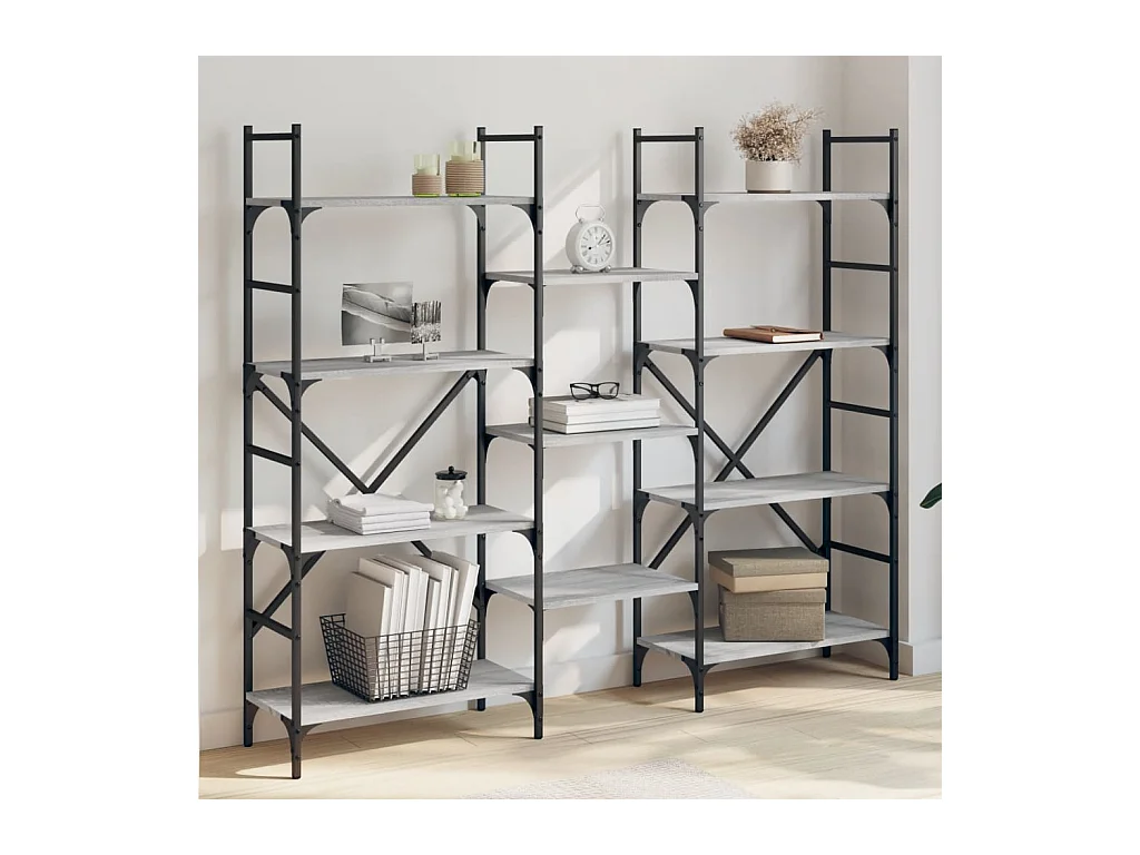 Libreria Grigio Sonoma 160x28,5x136,5 cm in Legno Multistrato