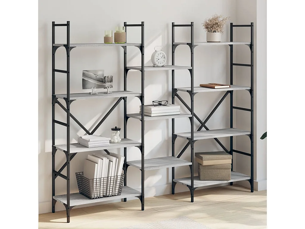 Estantería madera de ingeniería gris Sonoma 160x28,5x136,5 cm