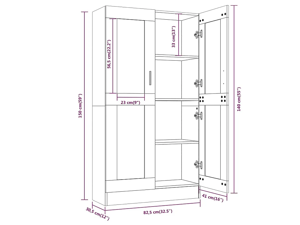 Armoire à vitrine Sonoma gris 82,5x30,5x150cm Bois d'ingénierie