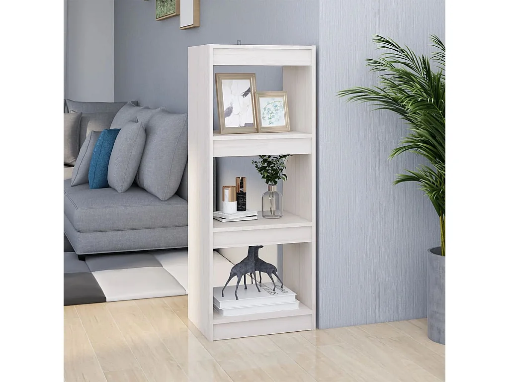 Bücherregal/Raumteiler Weiß 40x30x103,5 cm Massivholz Kiefer