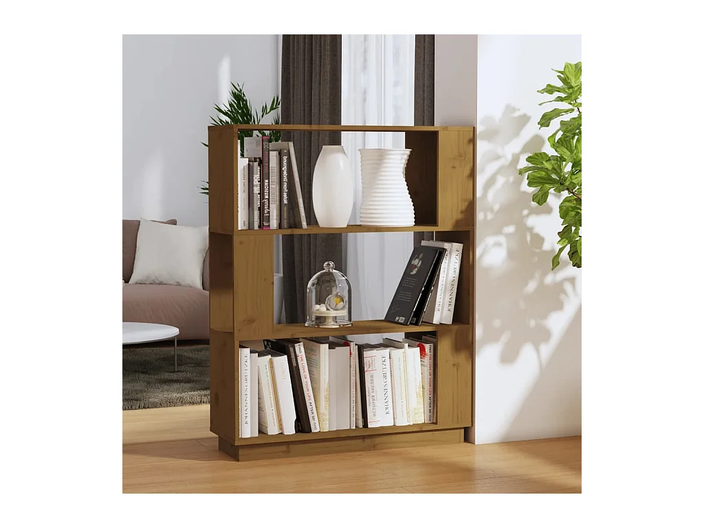 Bibliothèque/Cloison Marron miel 80x25x101 cm Bois massif