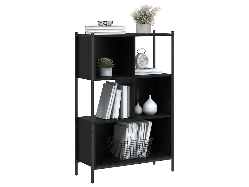 Bibliothèque noir 72x28x109 cm bois d'ingénierie
