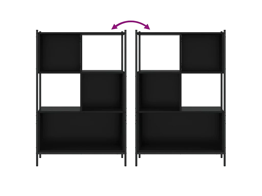 Bibliothèque noir 72x28x109 cm bois d'ingénierie