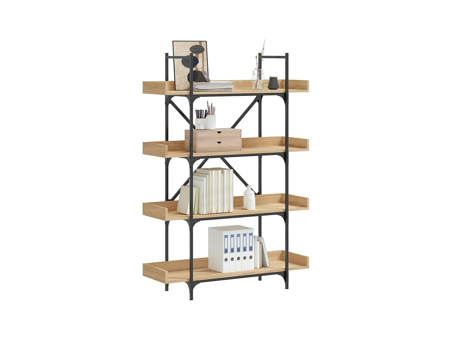 Boekenkast 4-laags 100x33x145,5 cm bewerkt hout sonoma eiken
