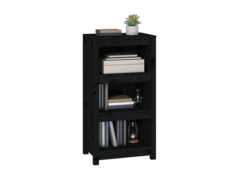 Bücherregal Schwarz 50x35x97 cm Massivholz Kiefer