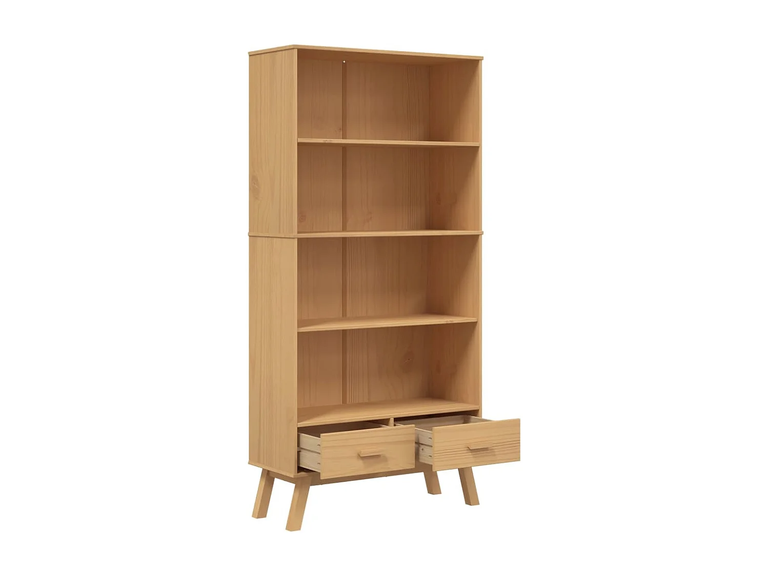 Boekenkast 4-laags OLDEN massief grenenhout bruin