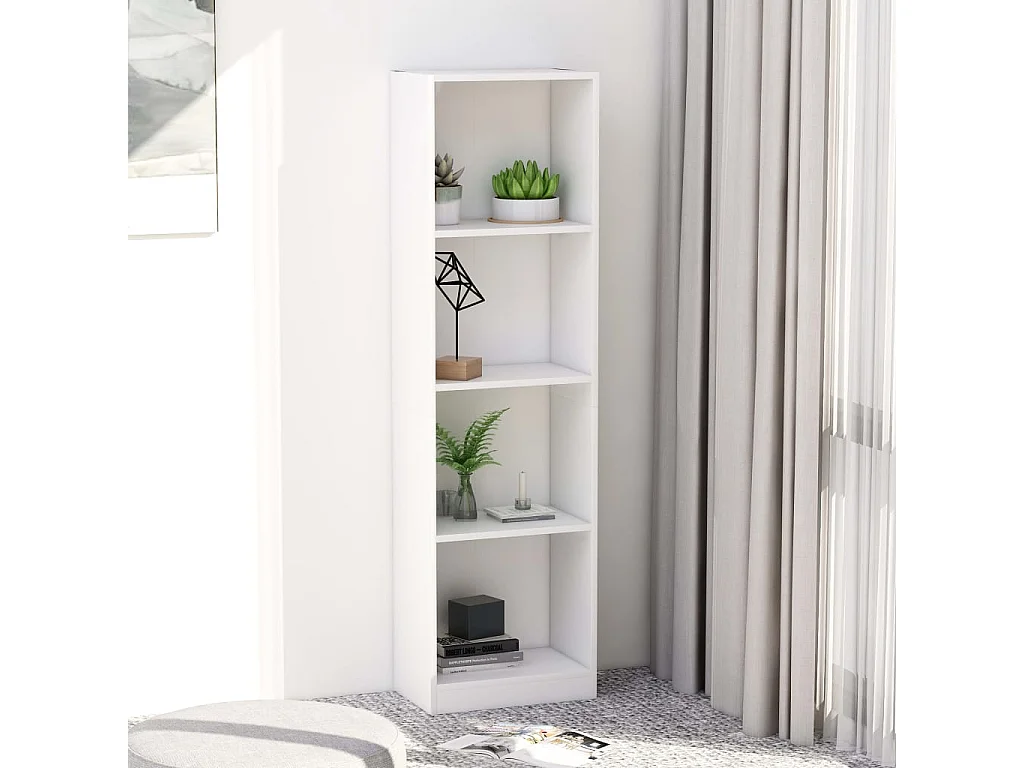 Bibliothèque à 4 niveaux Blanc 40x24x142 cm Bois d'ingénierie