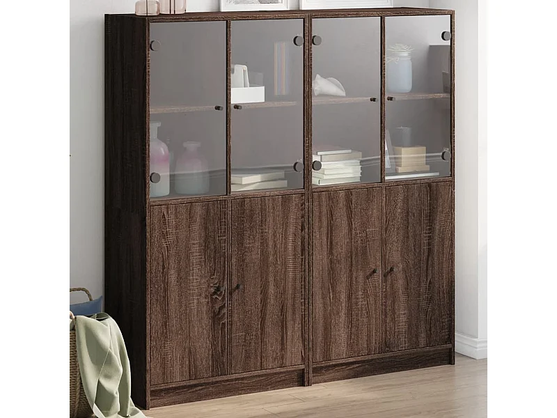 Estantería con puertas madera marrón roble 136x37x142 cm