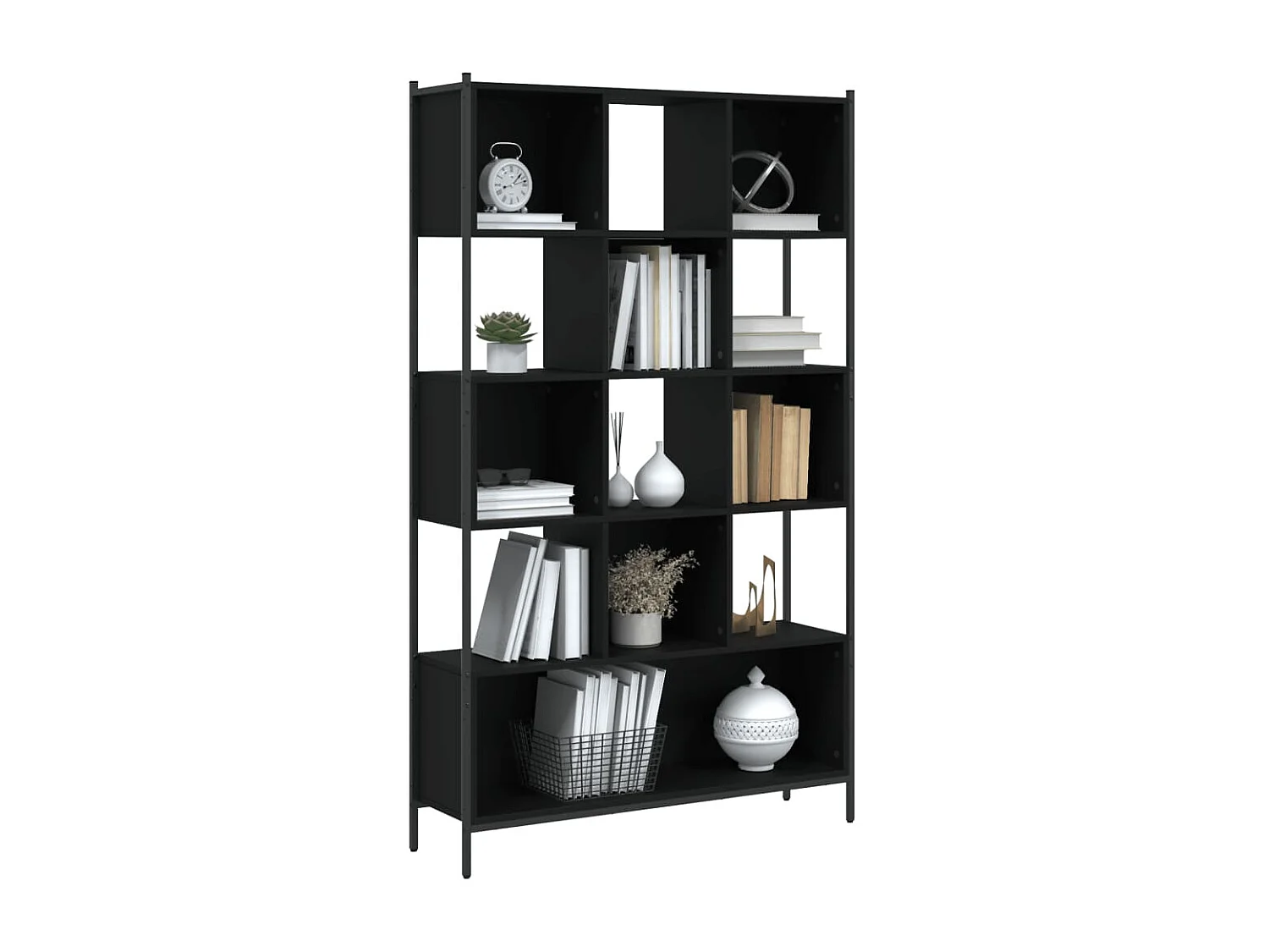 Bibliothèque noir 102x28x172 cm bois d'ingénierie