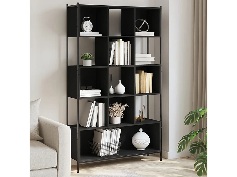 Bibliothèque noir 102x28x172 cm bois d'ingénierie