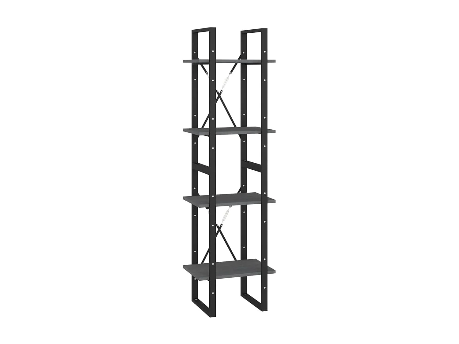 Bibliothèque à 4 niveaux Gris 40x30x140 cm Bois de pin massif