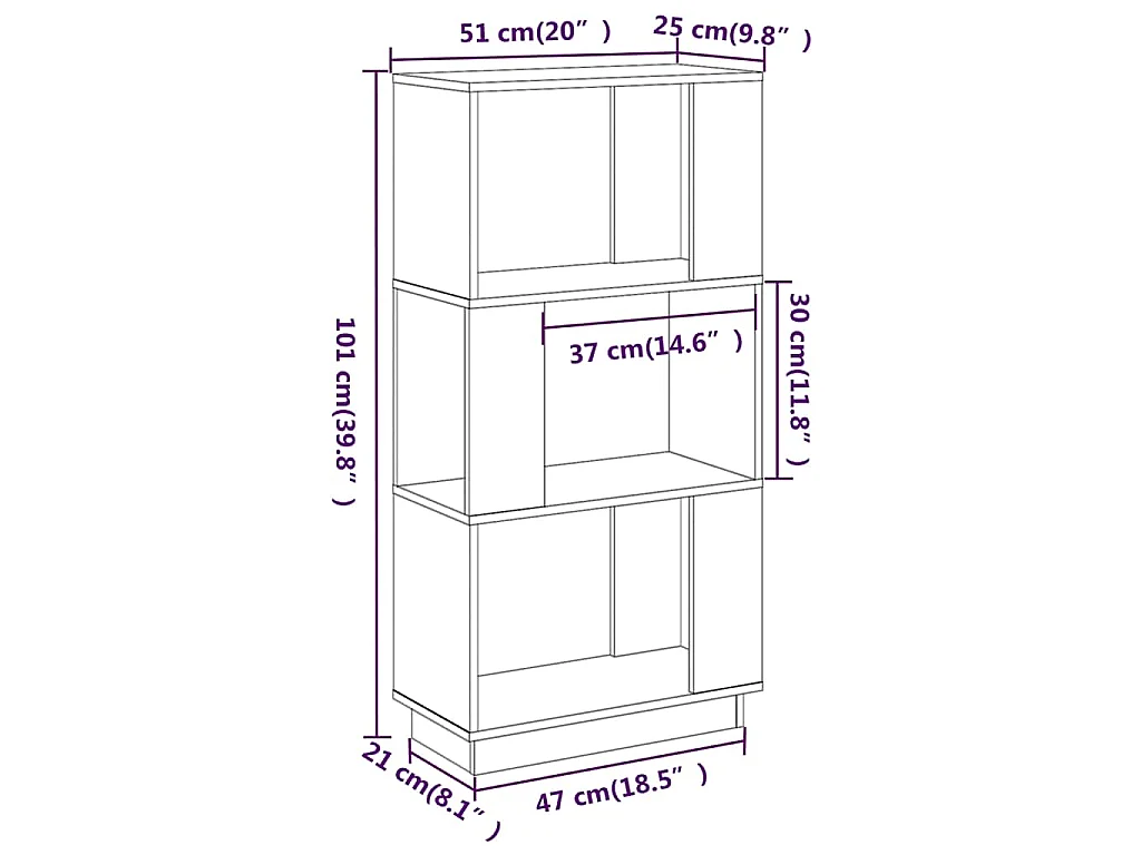 Bibliothèque/Séparateur de pièce Gris 51x25x101 cm Pin massif