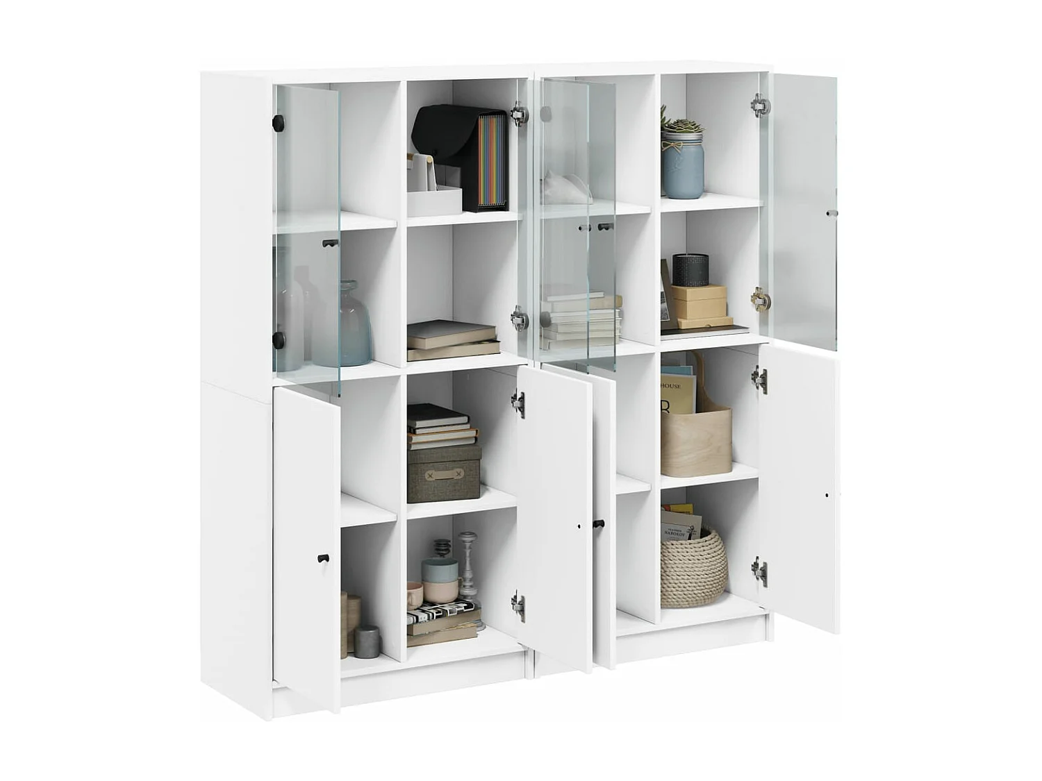 Bücherschrank mit Türen Weiß 136x37x142 cm Holzwerkstoff