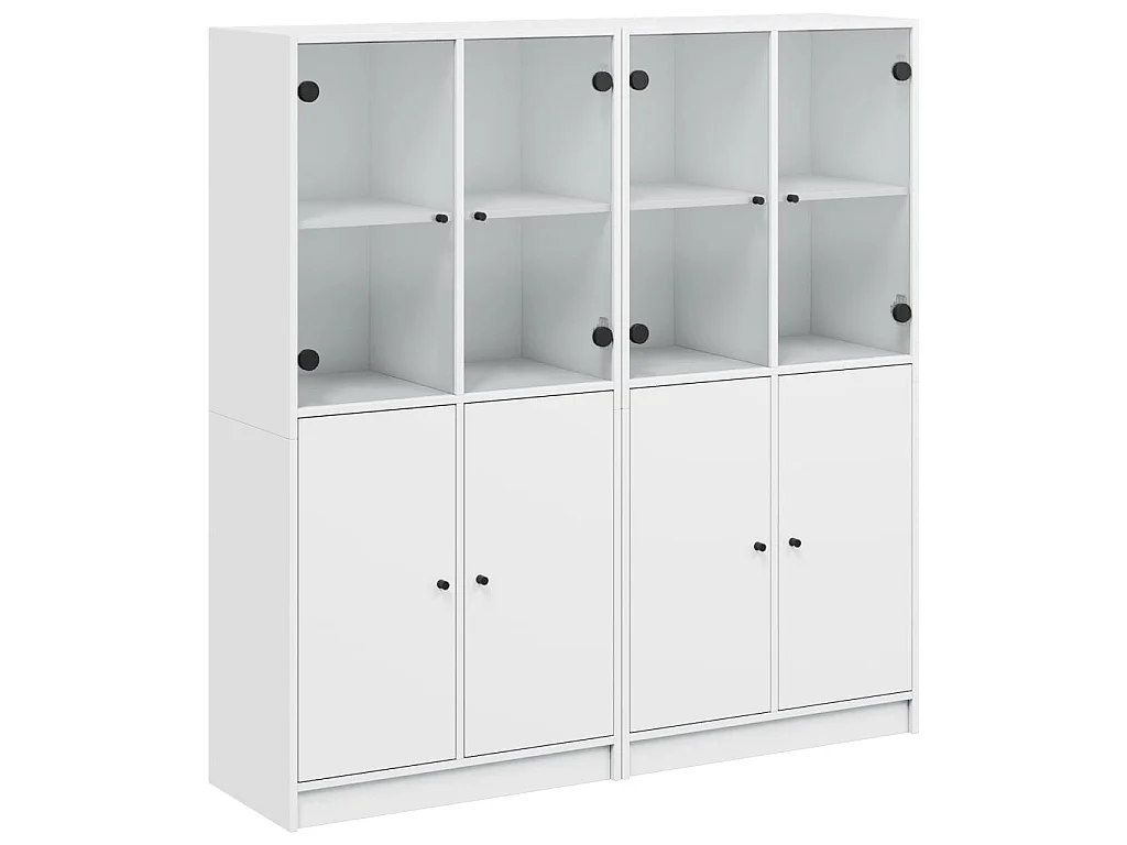 Libreria con Ante Bianca 136x37x142 cm in Legno Multistrato