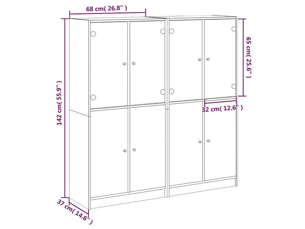 Libreria con Ante Bianca 136x37x142 cm in Legno Multistrato