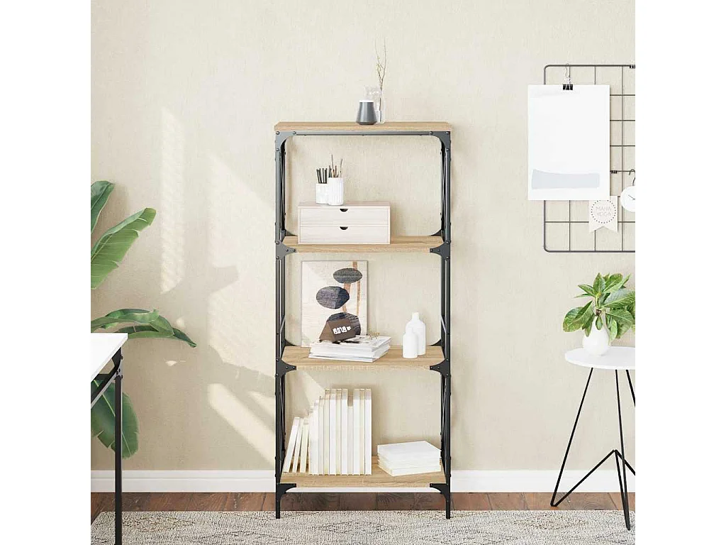 Boekenkast 4-laags 59x35x132 cm bewerkt hout sonoma eikenkleur
