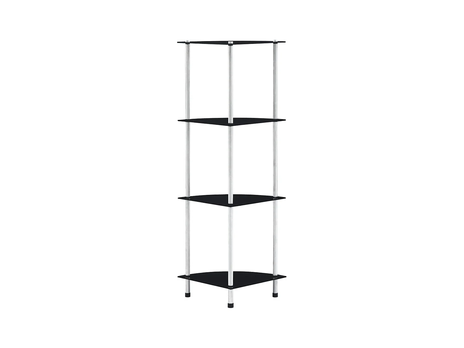 Regal mit 4 Ablagen Schwarz 30x30x100 cm Hartglas