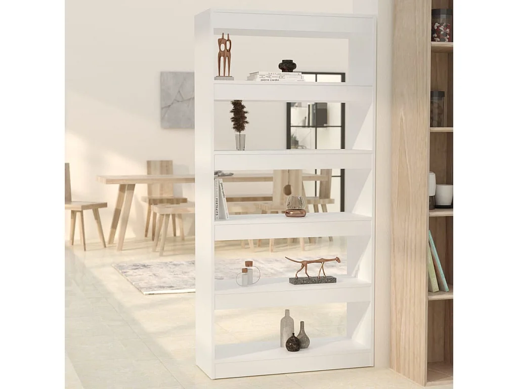 Boekenkast/kamerscherm 80x30x166 cm bewerkt hout wit