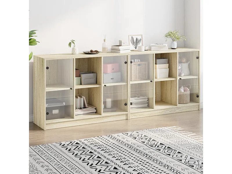 Boekenkast met deuren 204x37x75 cm hout sonoma eikenkleurig