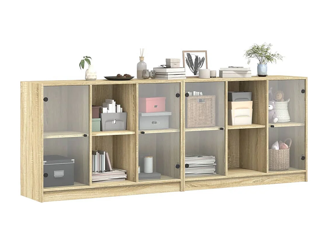 Bibliothèque avec portes chêne sonoma 204x37x75 cm