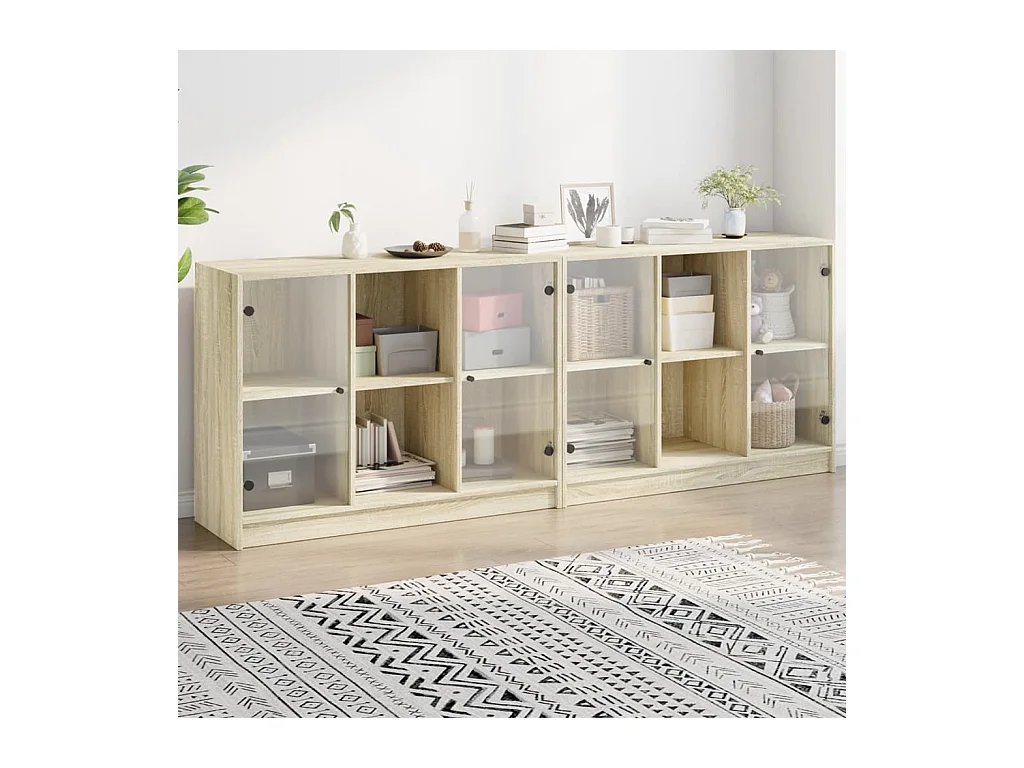 Bibliothèque avec portes chêne sonoma 204x37x75 cm