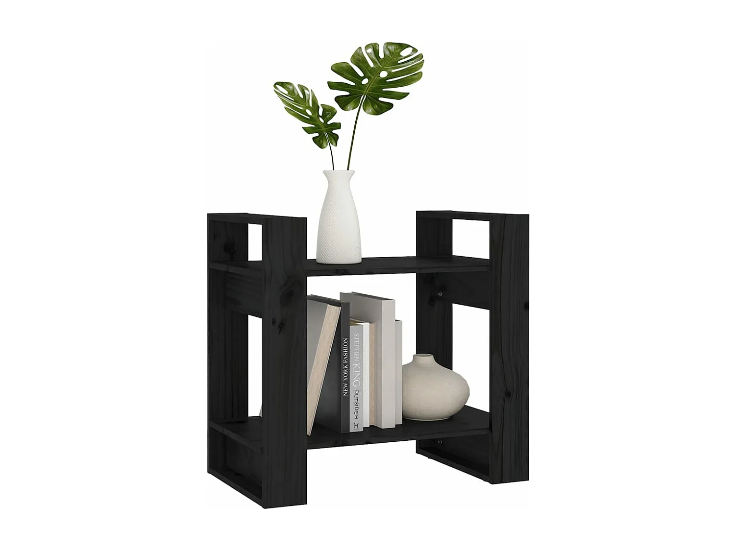 Boekenkast/kamerscherm 60x35x57 cm massief grenenhout zwart