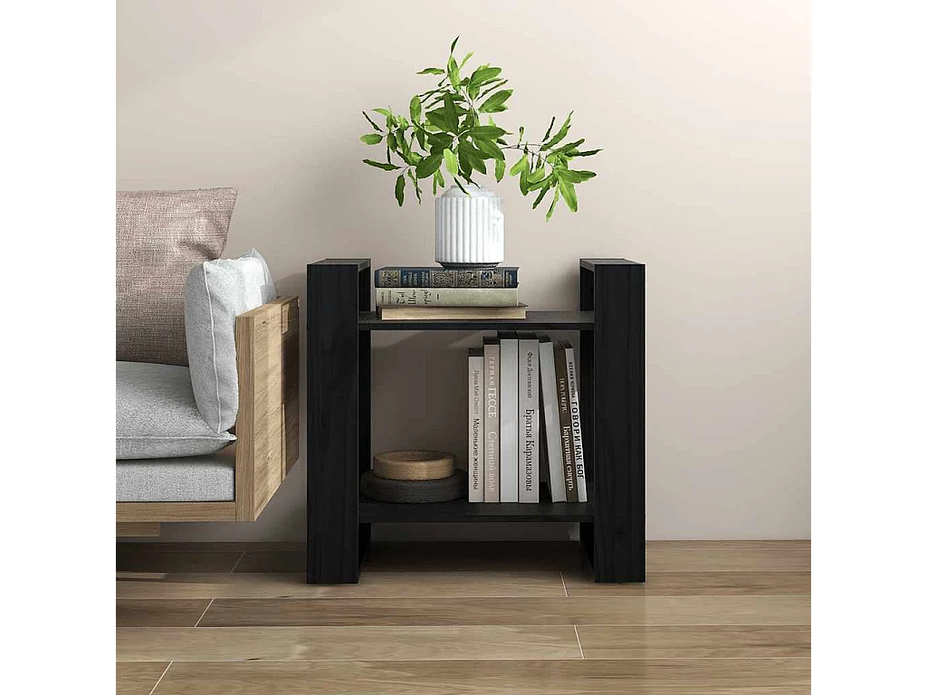 Boekenkast/kamerscherm 60x35x57 cm massief grenenhout zwart
