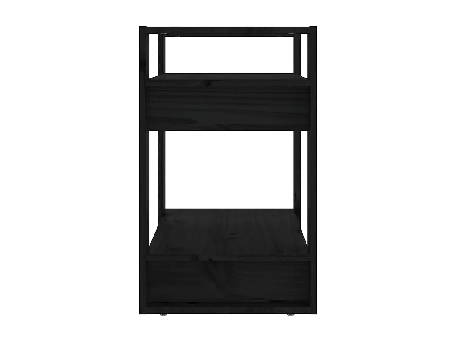 Boekenkast/kamerscherm 60x35x57 cm massief grenenhout zwart