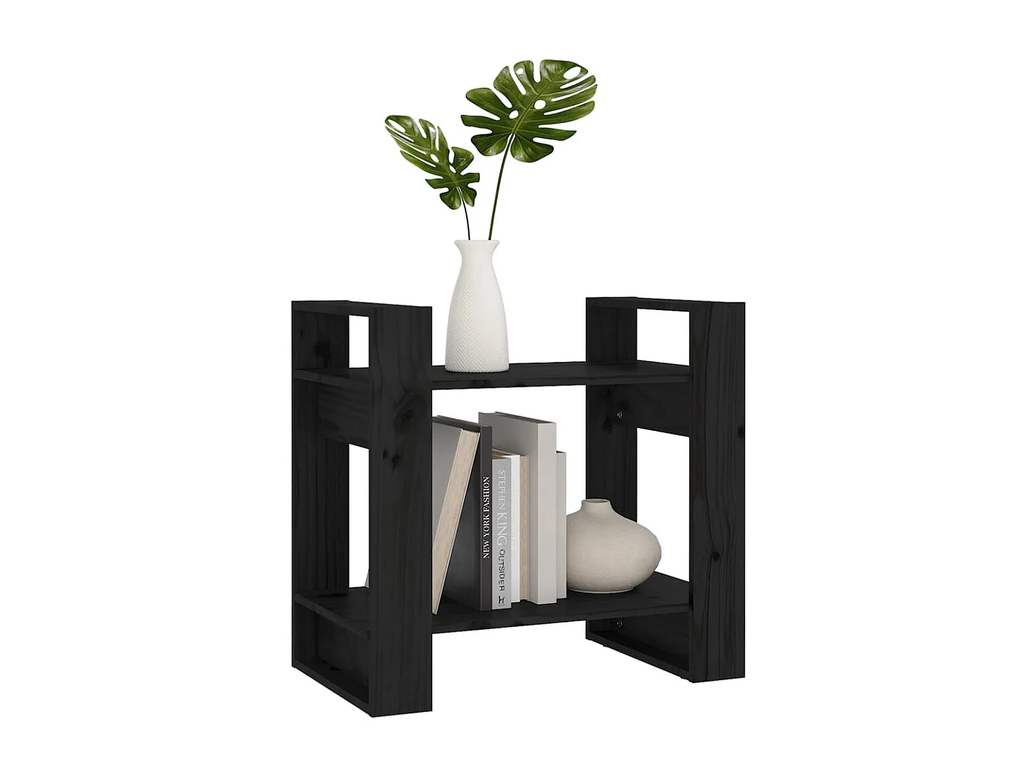 Boekenkast/kamerscherm 60x35x57 cm massief grenenhout zwart