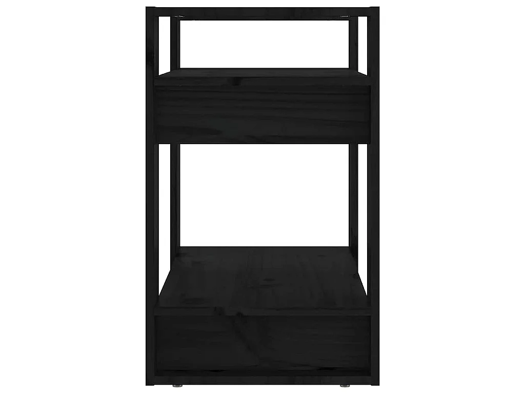 Bibliothèque/Séparateur de pièce Noir 60x35x57 cm Pin massif
