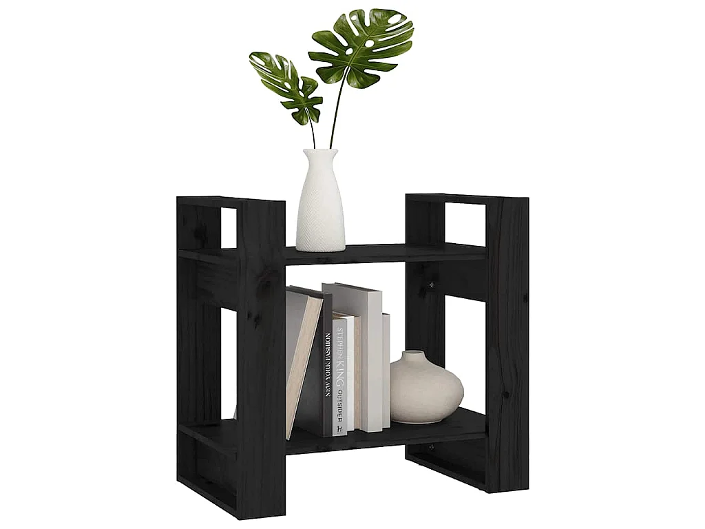 Bibliothèque/Séparateur de pièce Noir 60x35x57 cm Pin massif