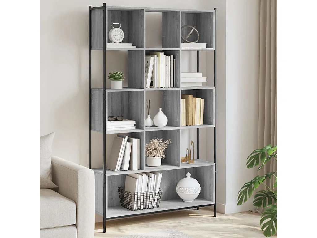 Estantería madera de ingeniería gris Sonoma 102x28x172 cm