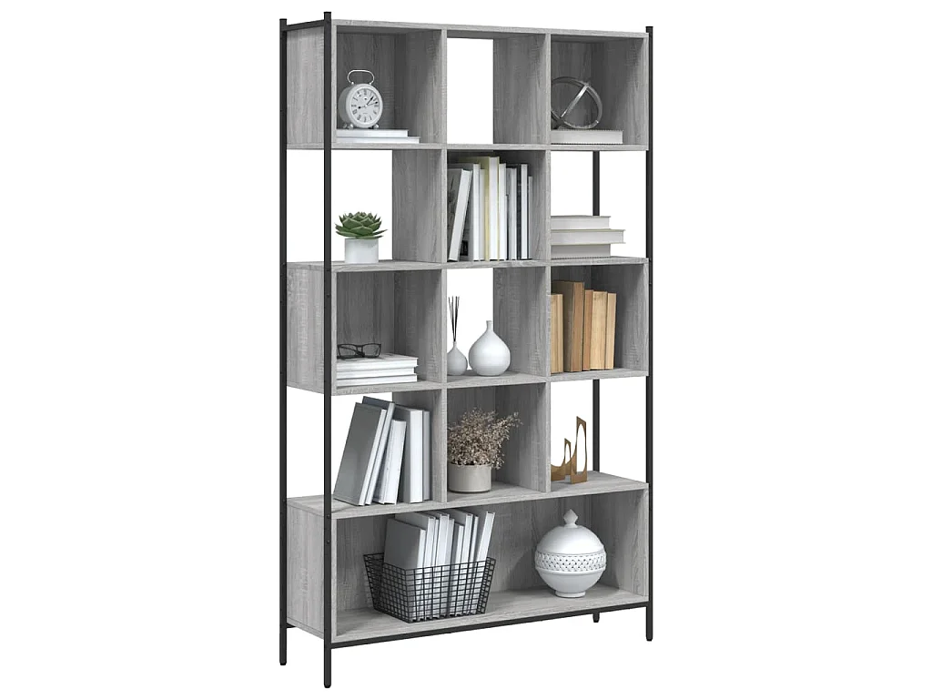 Estantería madera de ingeniería gris Sonoma 102x28x172 cm